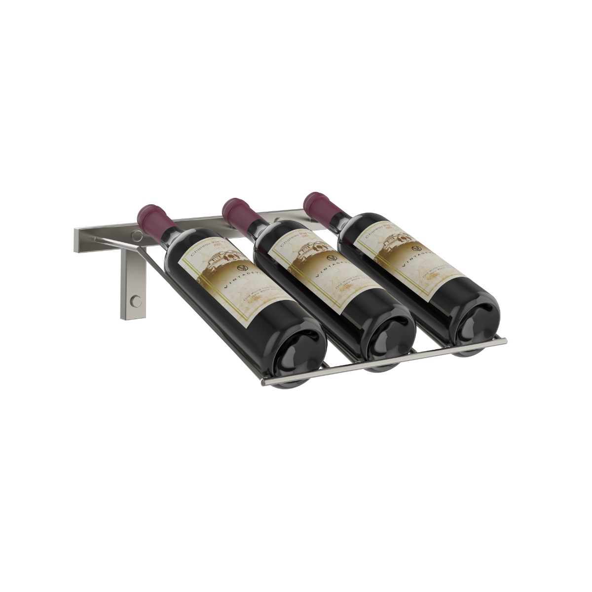 VintageView Presentation Row Wall-Mounted Wine Rack 3 Bottles Gunmetal Shown