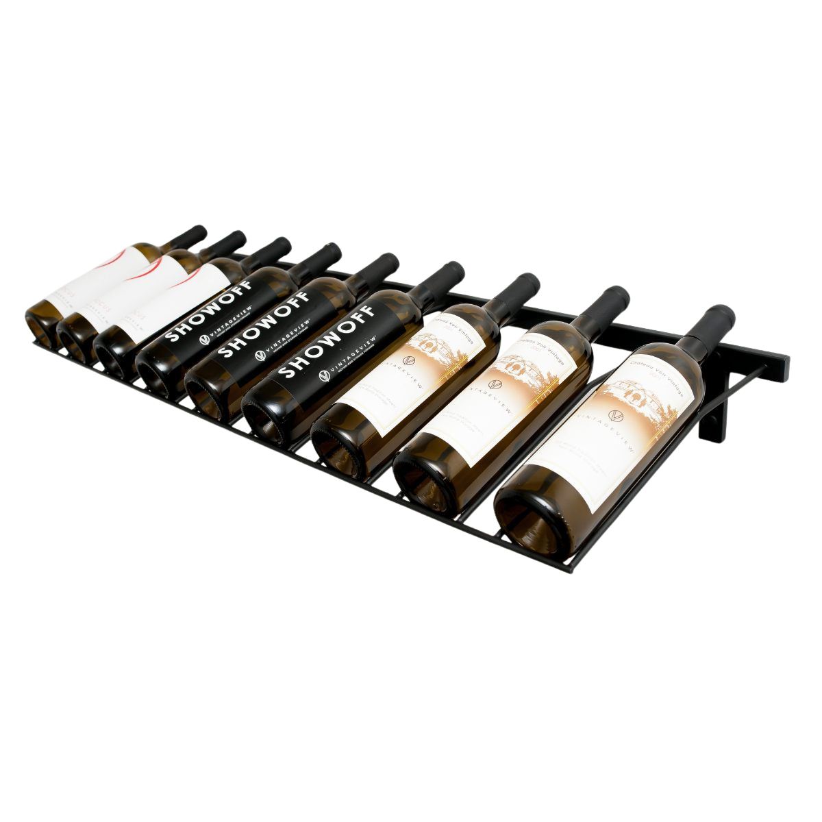 VintageView Presentation Row Wall-Mounted Wine Rack 9 Bottles Black Matte Shown