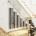 VintageView under the stairs wall mounted wine rack displayed inside a glass enclosed staircase wine feature