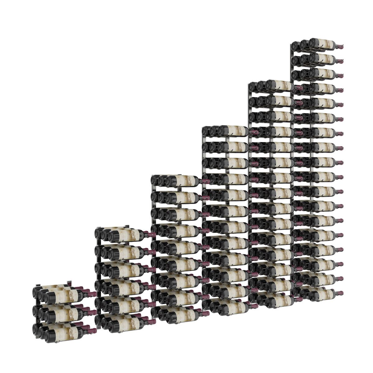 VintageView Under the Stairs Wall-Mounted Wine Rack Triple Depth 189 Bottles Gunmetal Shown