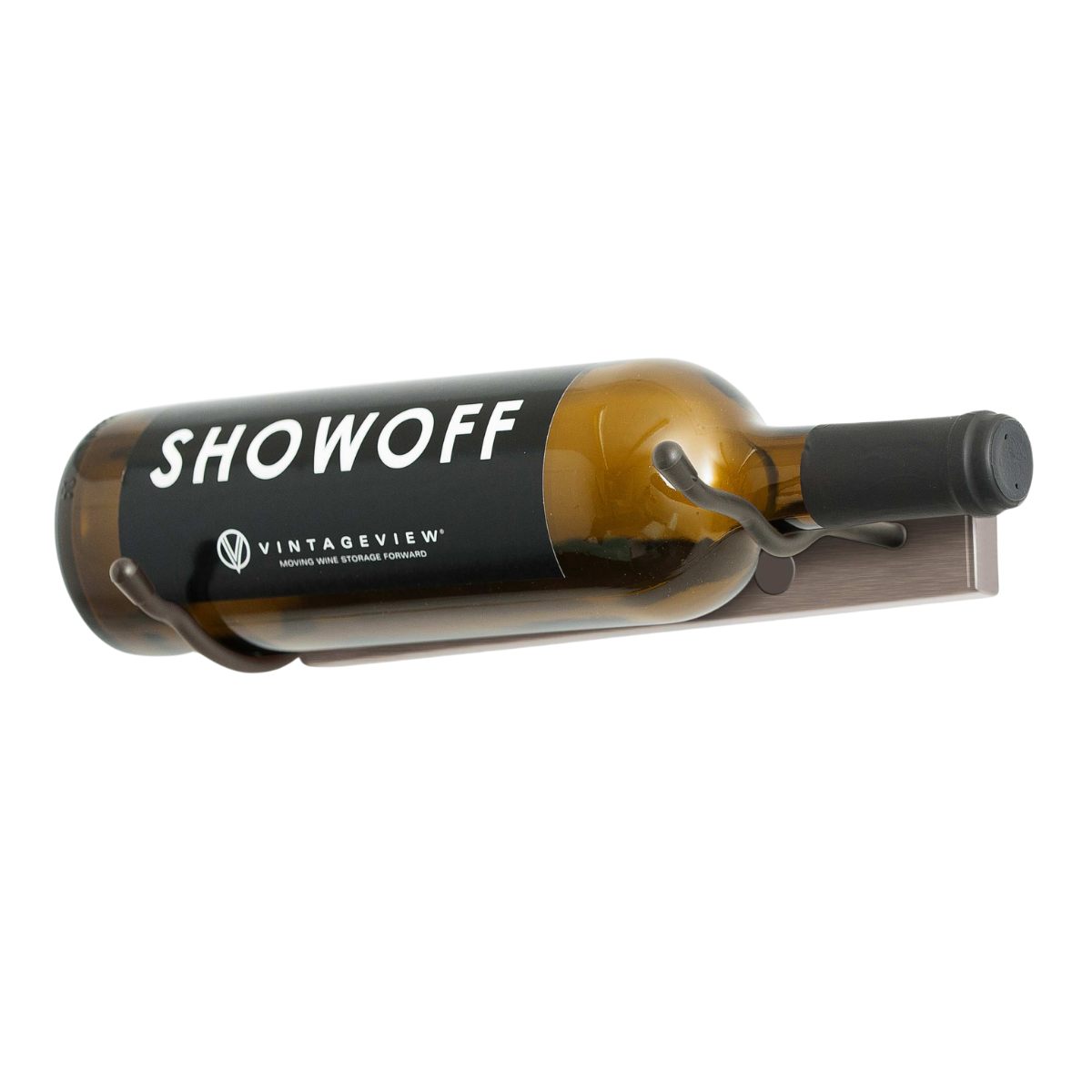 VintageView Wall-Mounted Metal Wine Rack 1 Bottle Right Direction Brushed Nickel Shown