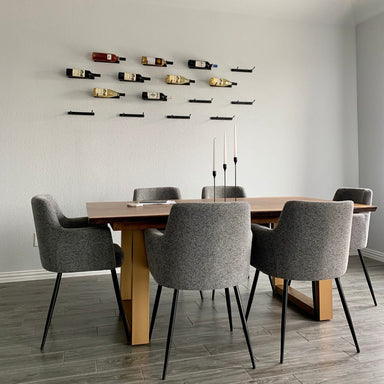 VintageView wall mounted metal wine rack installed in modern dining room