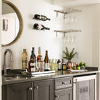 VintageView wall mounted metal wine rack installed above home bar counter