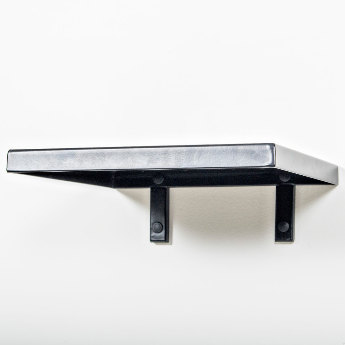 VintageView Wall-Mounted Wine Cellar Shelf Double Deep Brushed Nickel Close Up View