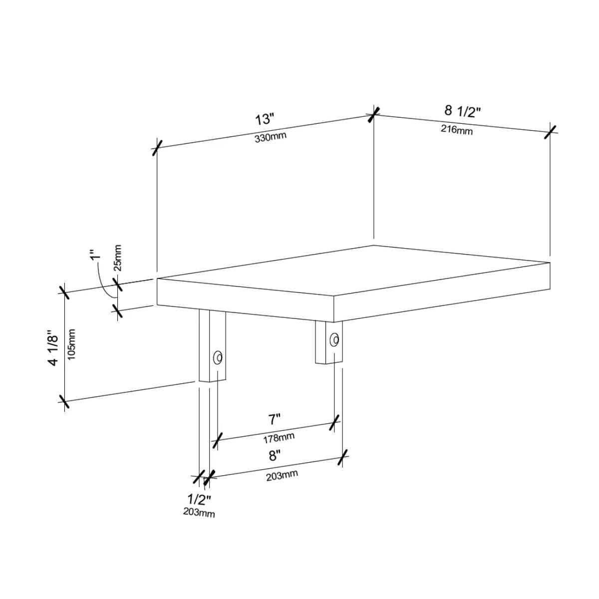 VintageView Wall-Mounted Wine Cellar Shelf Double Deep Dimension Diagram Shown