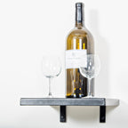 VintageView Wall-Mounted Wine Cellar Shelf Double Deep with Wine Bottle and Wine Glass