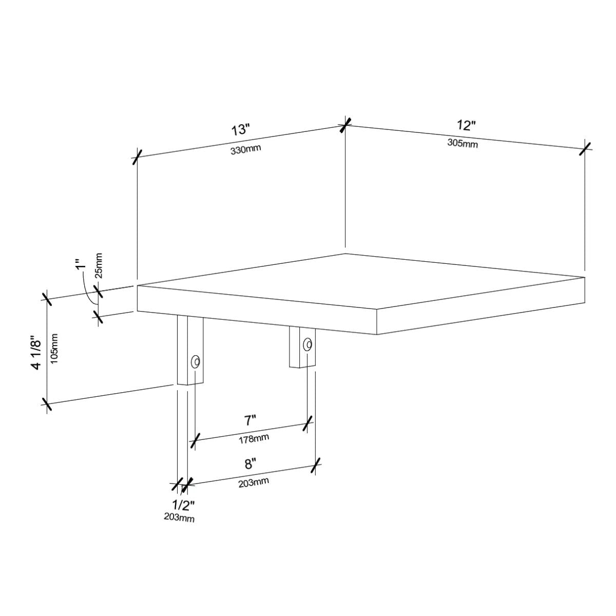VintageView Wall-Mounted Wine Cellar Shelf Triple Deep Dimension Diagram Shown
