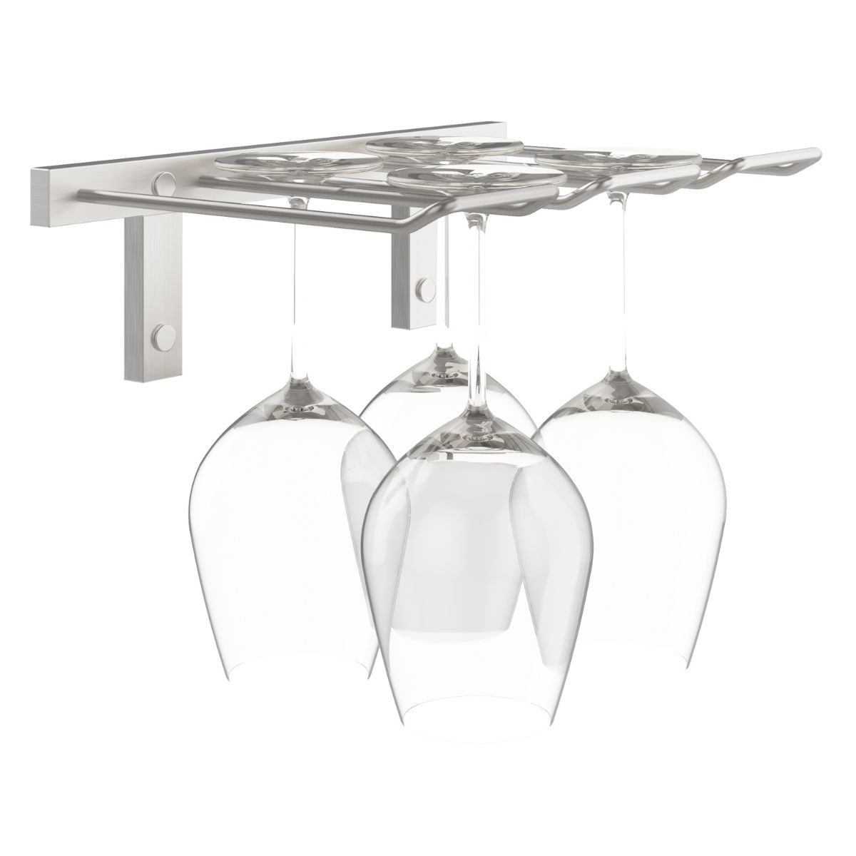 VintageView Wall-Mounted Wine Glass Stemware Rack Brushed Nickel Double Depth Shown