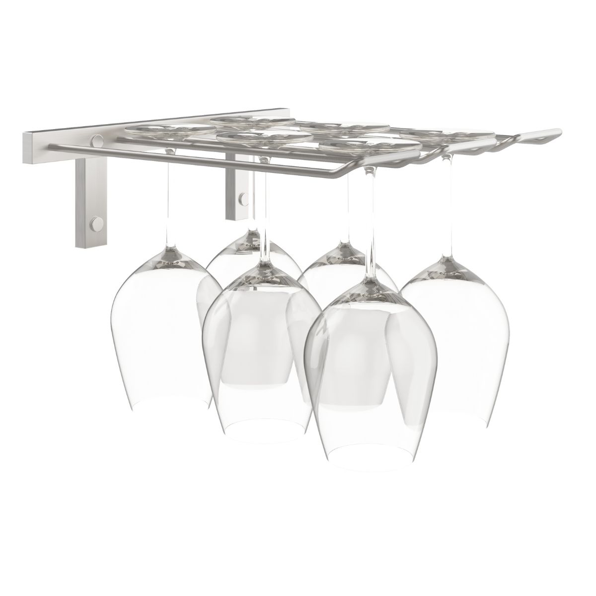 VintageView Wall-Mounted Wine Glass Stemware Rack Brushed Nickel Triple Depth Shown