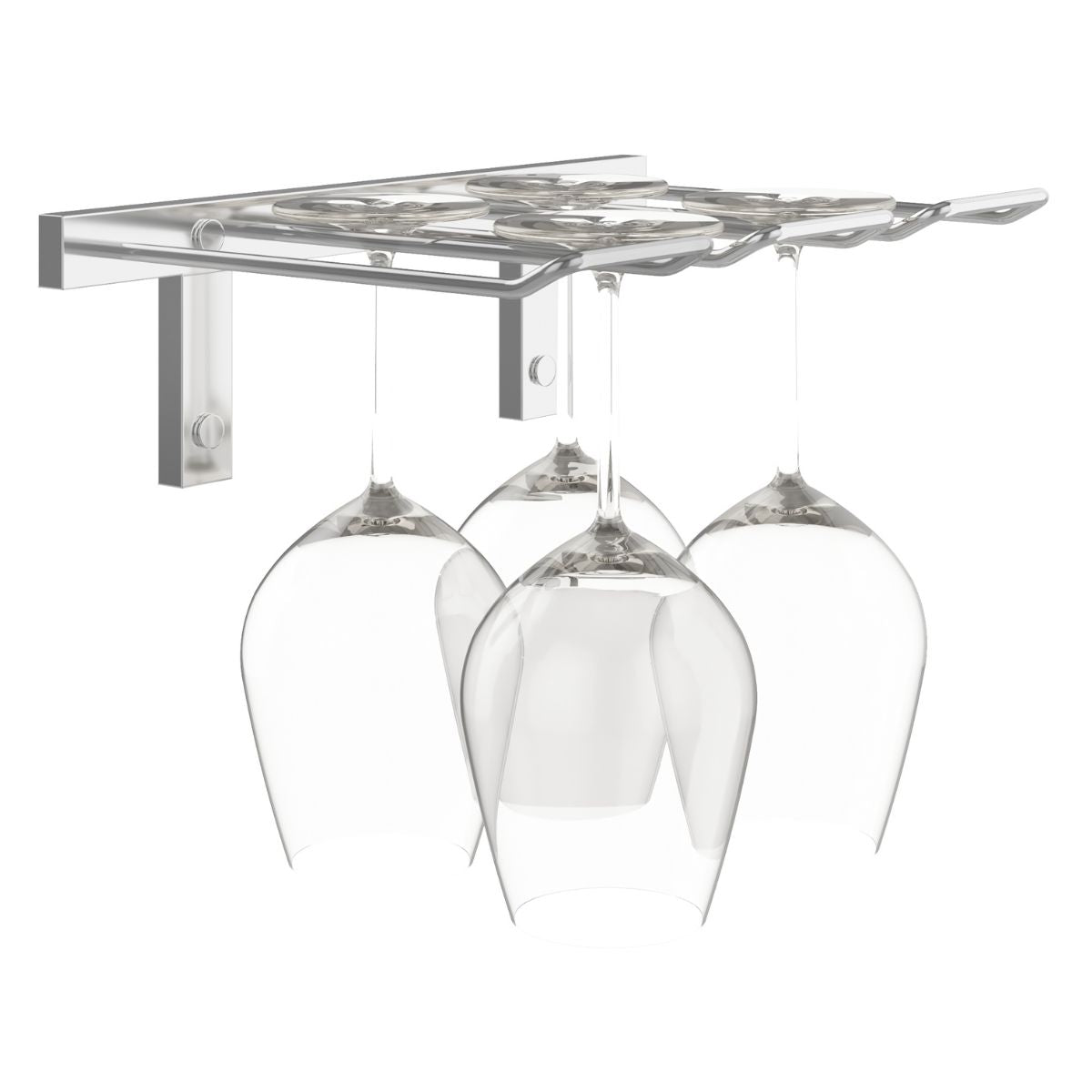 VintageView Wall-Mounted Wine Glass Stemware Rack Chrome Luxe Double Depth Shown