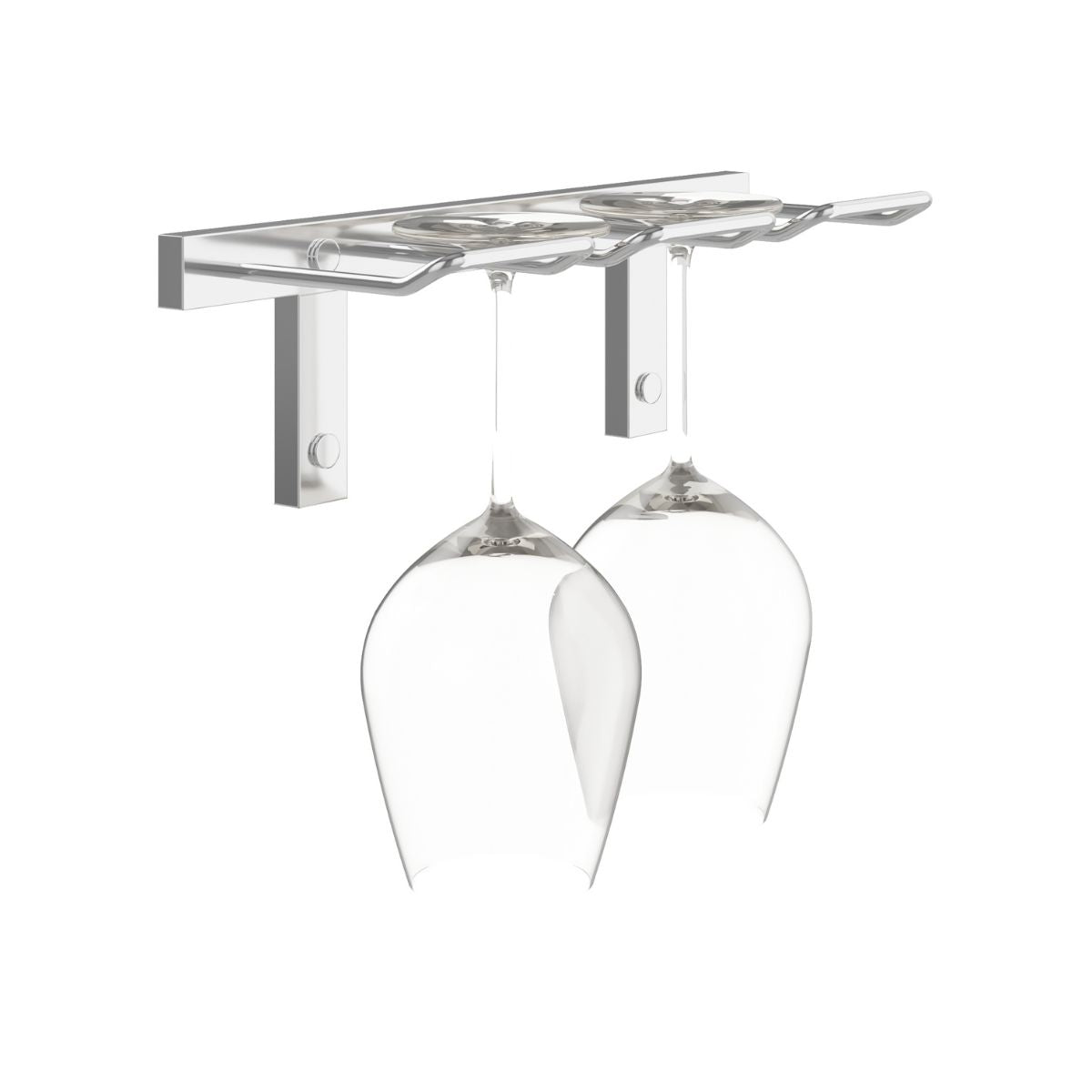 VintageView Wall-Mounted Wine Glass Stemware Rack Chrome Luxe Single Depth Shown