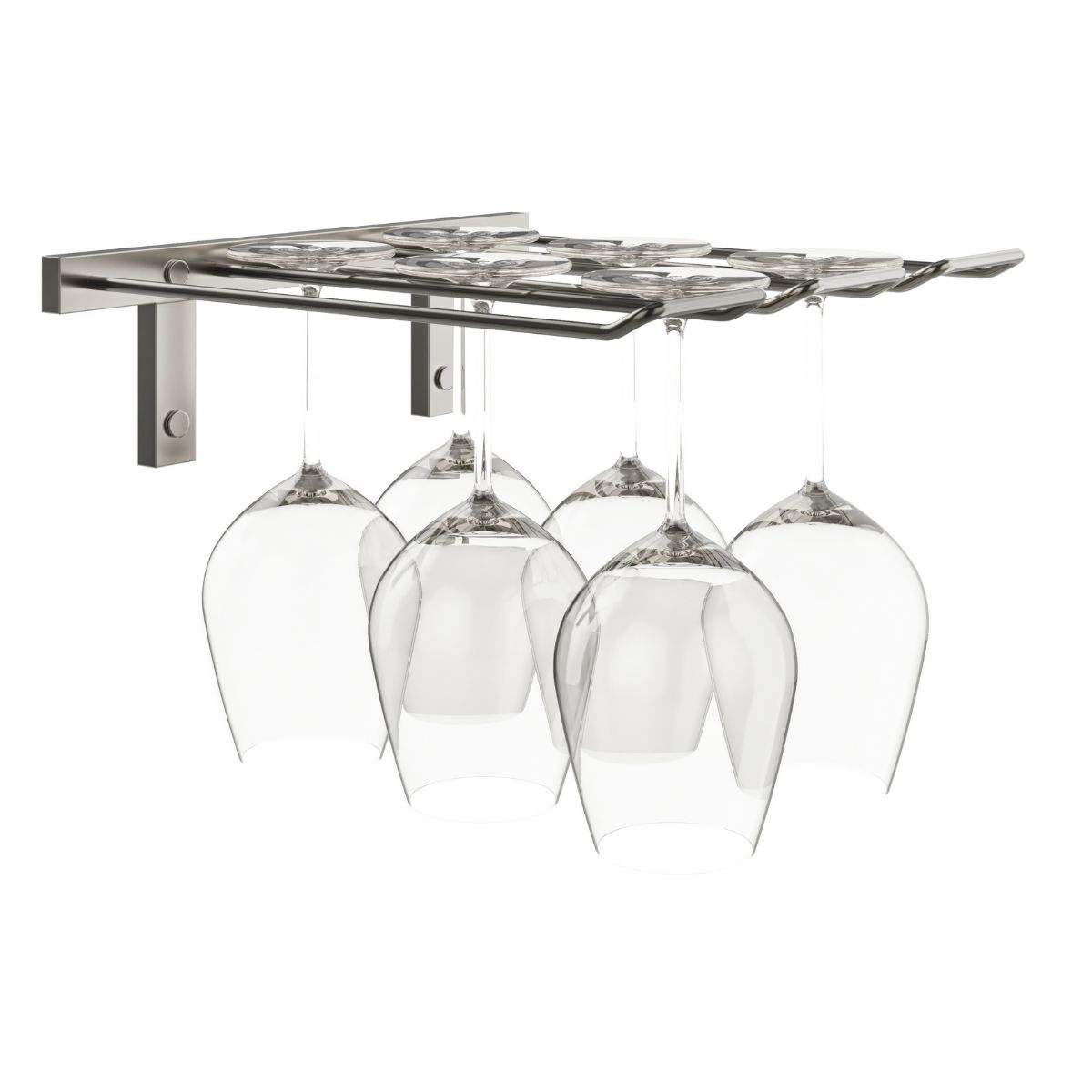 VintageView Wall-Mounted Wine Glass Stemware Rack Gunmetal Triple Depth Shown