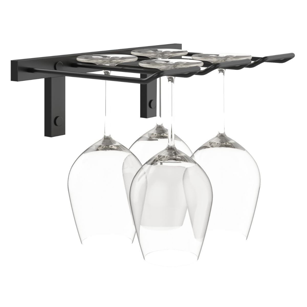 VintageView Wall-Mounted Wine Glass Stemware Rack Matte Black Double Depth Shown