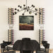VintageView wine glass and bottle rack kit creating a symmetrical dining room wall with vertical wine bottle columns and integrated stemware racks