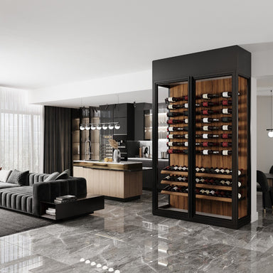 Vitrus 2 Door Glass Wine Cellar with Pegs & Inclined Shelves - A Wonderful View of the Wine Cabinet Inside the House