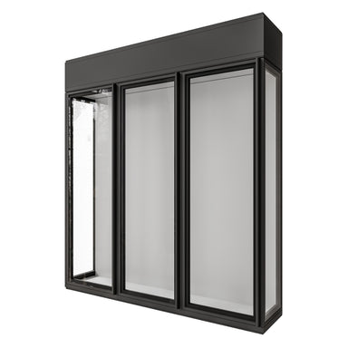 Vitrus 3 Door Glass Wine Cellar with 2 Glass Sides – Bare Shell - Angled View Studio Image