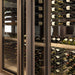 Vitrus 3 Door Glass Wine Cellar with Peg Display & Shelf - Close up view of the wine cabinet with the wine pegs and shelves