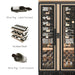 Vitrus 3 Door Glass Wine Cellar with Peg Display & Shelf - Cork Forward, Label Forward Peg and Inclined Shelf Shown