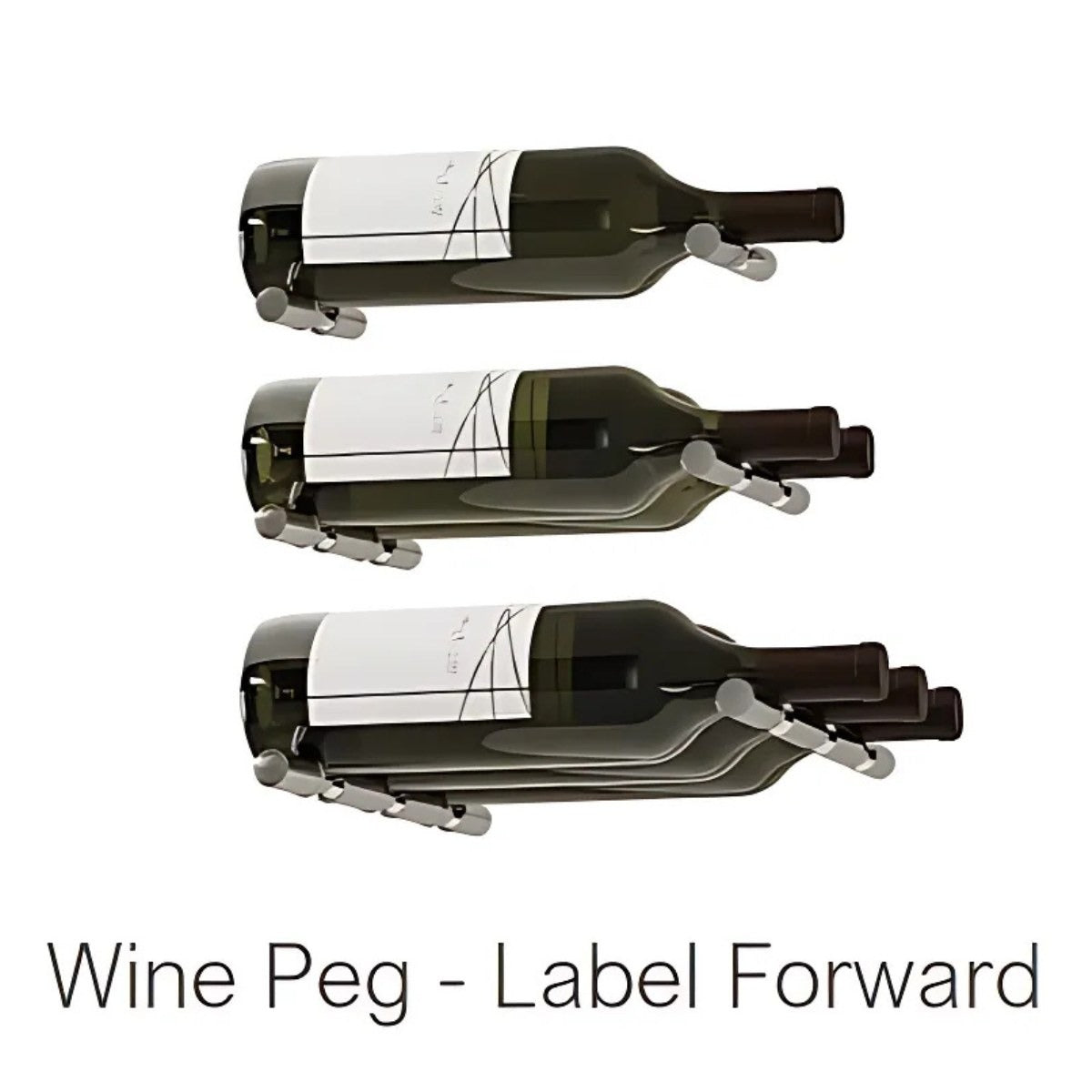Vitrus 3 Door Glass Wine Cellar with Peg Display & Shelf - Wine Peg - Label Forward Shown