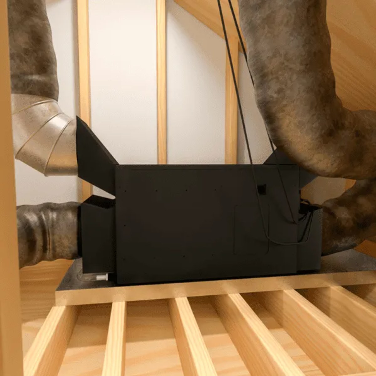 WhisperKOOL Extreme TiR 3500 Fully Ducted Wine Cooling System - Fully Ducted from the Attic shown