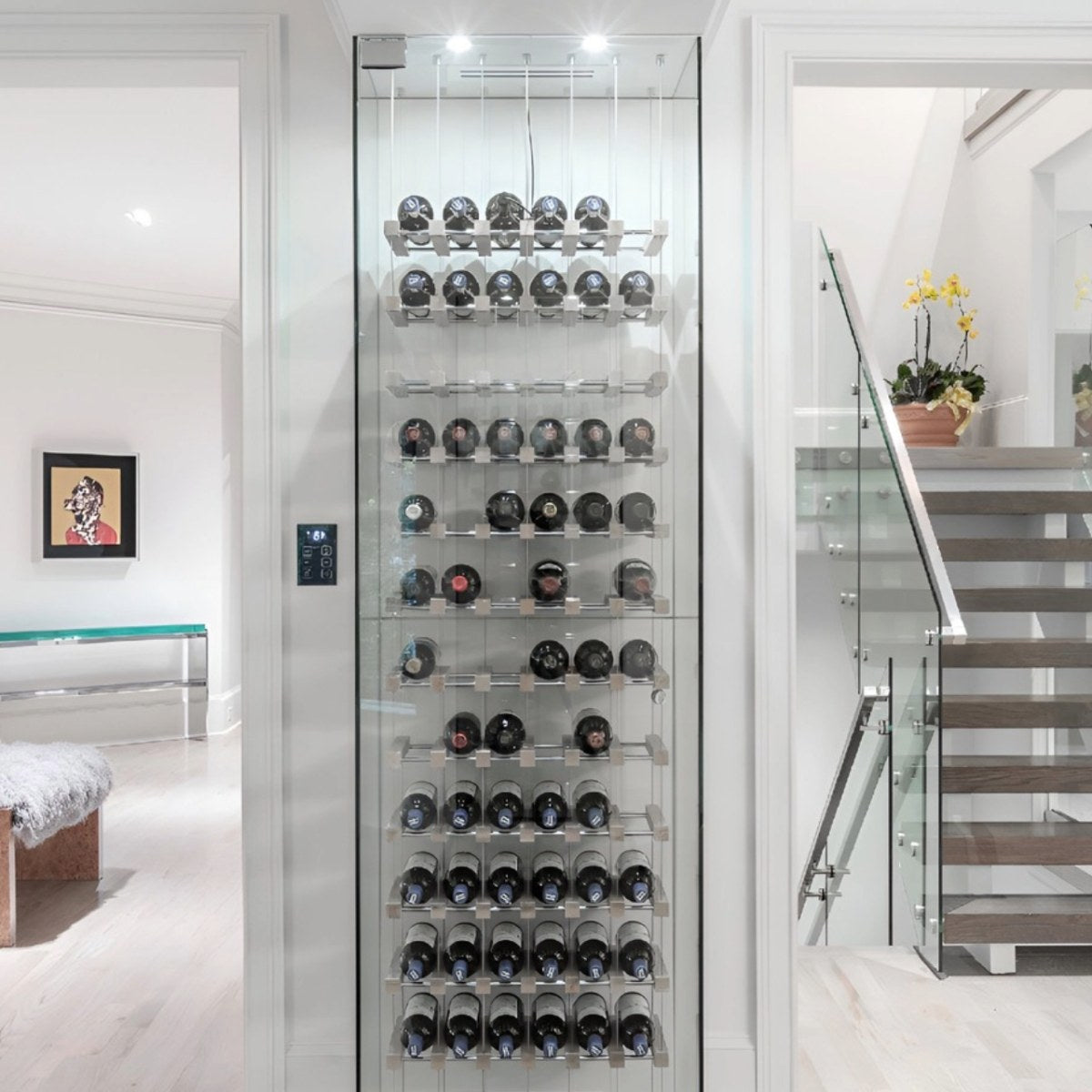 WhisperKOOL Extreme TiR 3500 Fully Ducted Wine Cooling System - View of a Small Wine Collection Inside the House