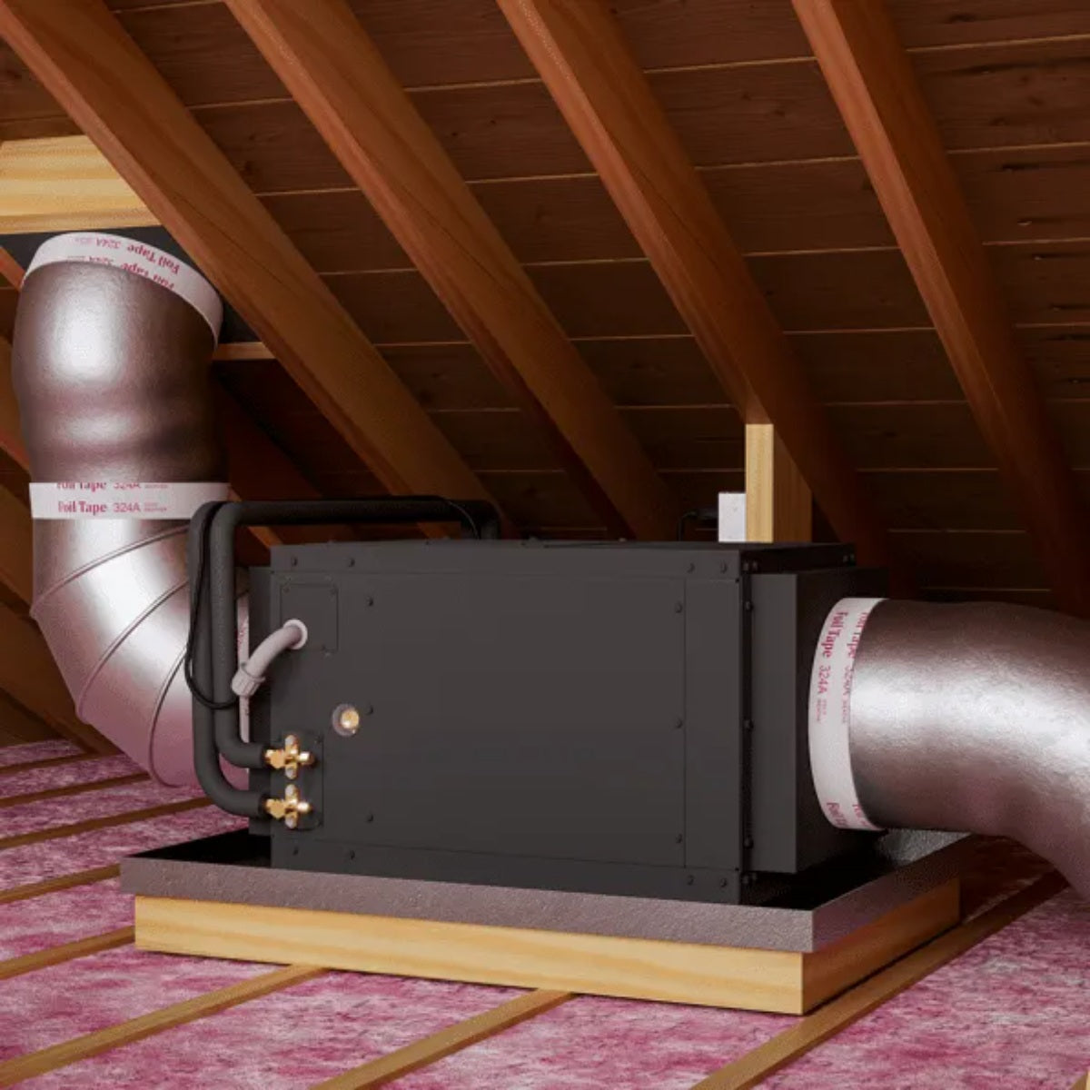 WhisperKOOL Platinum Split 4000 Ducted Wine Cooling System - Omega 110V Condenser Installed in Attic