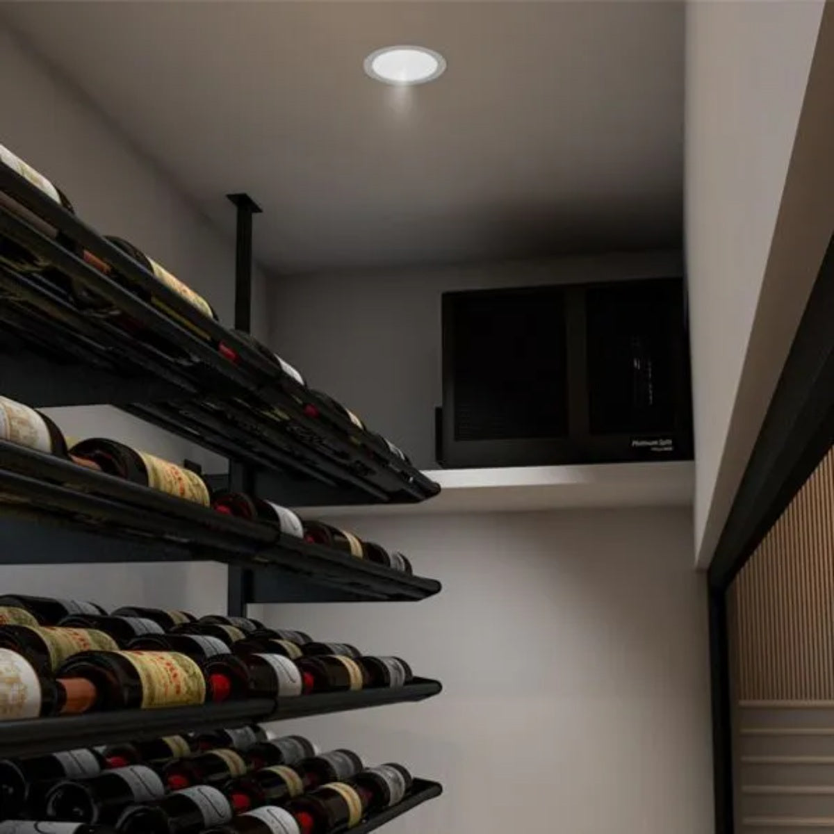 WhisperKOOL Platinum Split 8000 Wall Mounted Wine Cooling System - Showing the wall Mounted Cooling System from the Inside