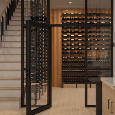 WhisperKOOL Quantum Twin 18000 Split Ducted Wine Cooling System - Glass Door Wine Room Shown