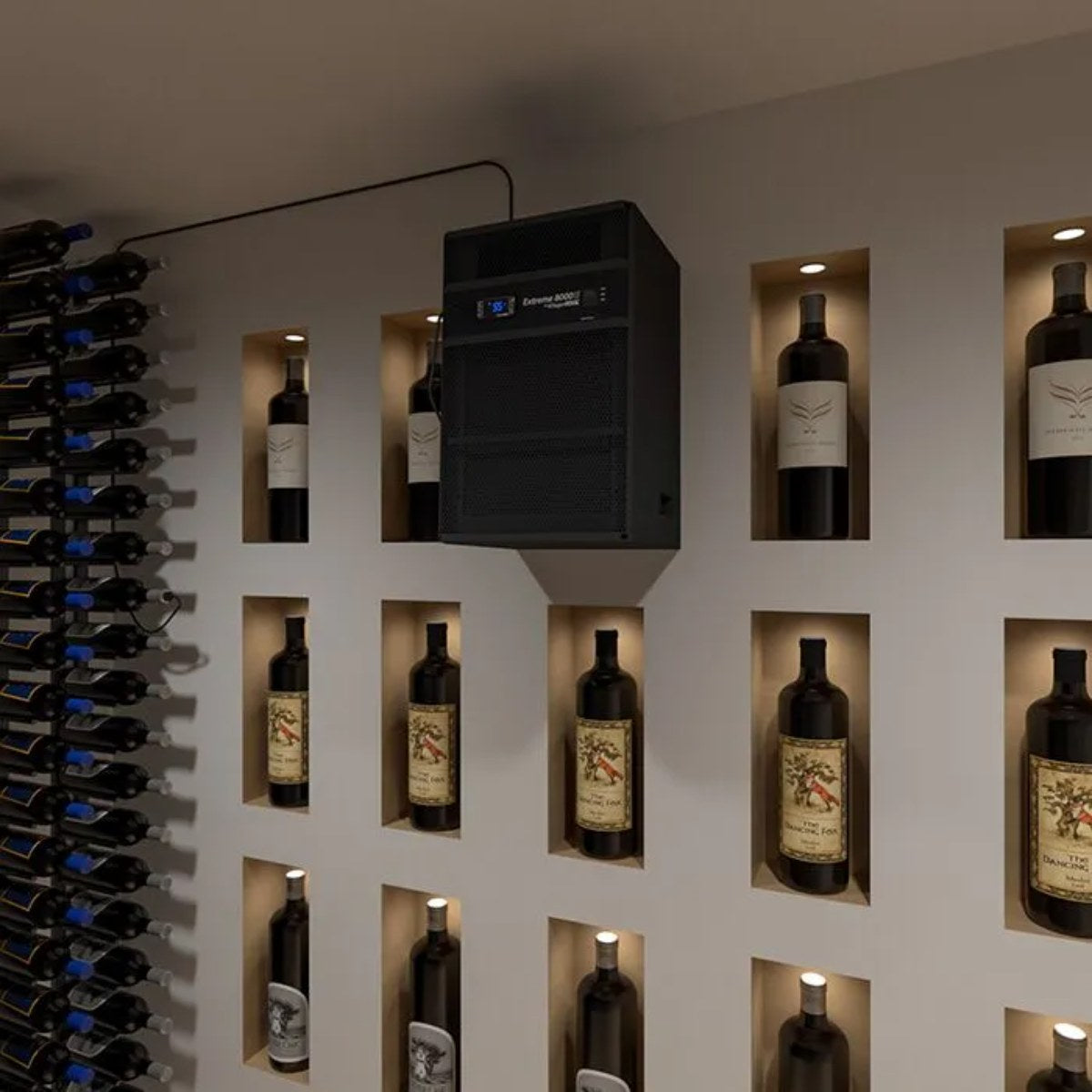 WhisperKOOL Through The Wall Extreme 8000 Ti Wine Cooling System - Close up view of the System inside the wine room