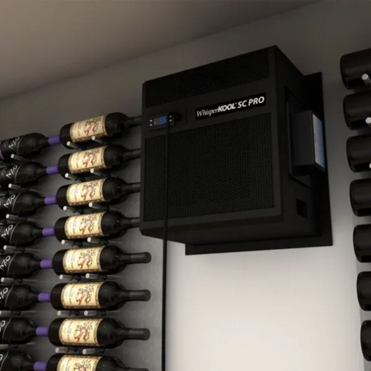 WhisperKOOL Through The Wall SC PRO 2000 Wine Cellar Cooling System - Close up view of the System Inside the Room