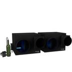 WhisperKOOL Twin Platinum Split 9000 Ducted Wine Cooling System - Front View with Lighting