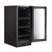 Whynter BBR-801BG 100-Can Built-In Beverage Refrigerator - Front right view empty shelves open door