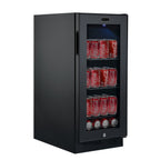 Whynter BBR-801BG 100-Can Built-In Beverage Refrigerator - Front right view with sodas inside closed door