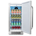 Whynter BOR-326FS Indoor/Outdoor 15 Beverage Refrigerator - Front View Loaded Inside Open Door
