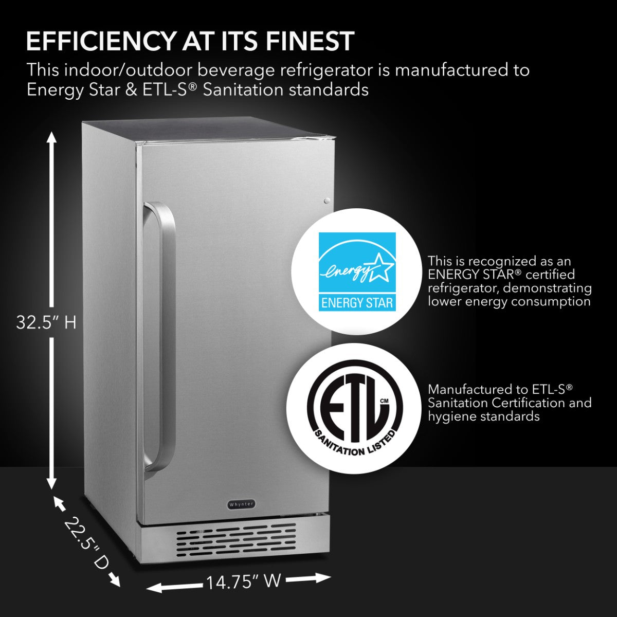 Whynter BOR-326FS Indoor/Outdoor 15 Beverage Refrigerator - Efficiency at its Finest