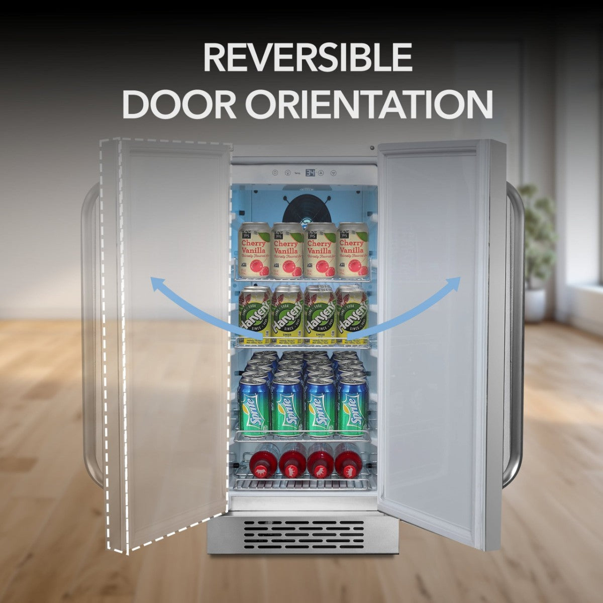 Whynter BOR-326FS Indoor/Outdoor 15 Beverage Refrigerator - Reversible Door Orientation