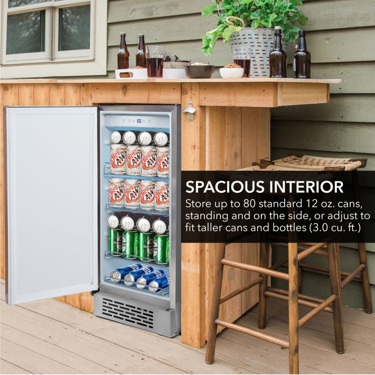Whynter BOR-326FS Indoor/Outdoor 15 Beverage Refrigerator - Spacious Interior