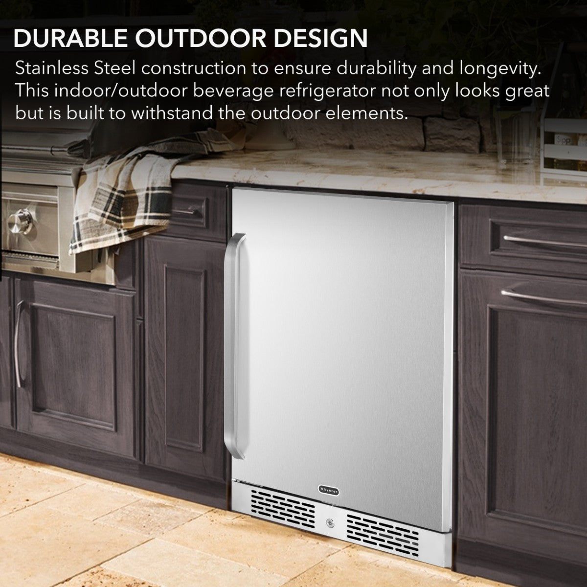 Whynter BOR-53024-SSW 5.3 cu ft Indoor-Outdoor Beverage Fridge - Durable Outdoor Design
