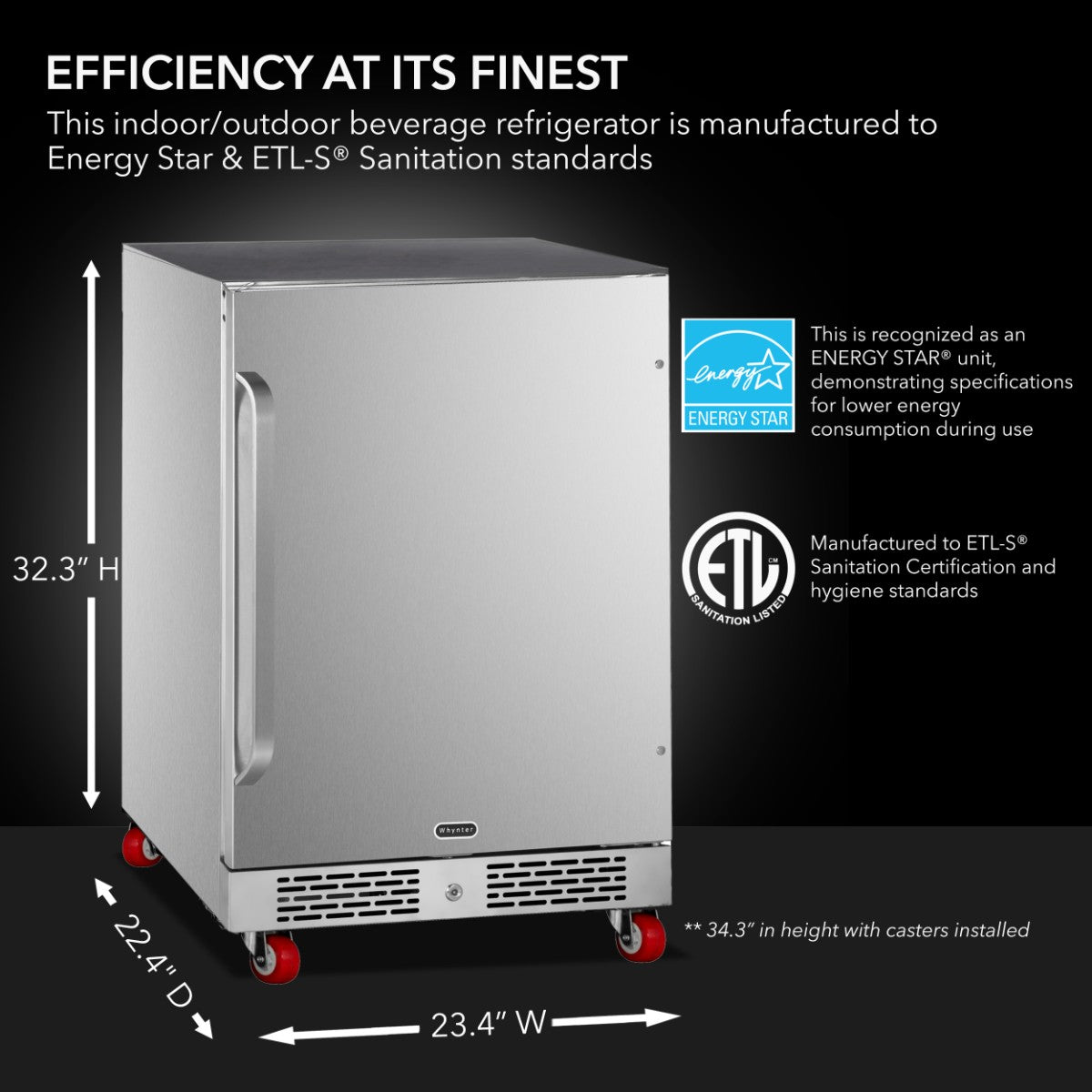 Whynter BOR-53024-SSW 5.3 cu ft Indoor-Outdoor Beverage Fridge -  Efficiency at its finest