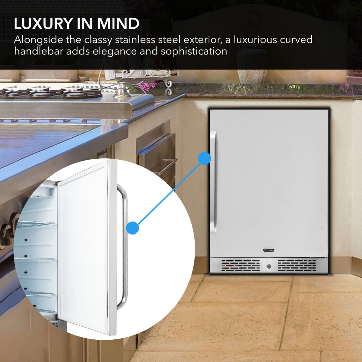Whynter BOR-53024-SSW 5.3 cu ft Indoor-Outdoor Beverage Fridge -  Luxury in mind