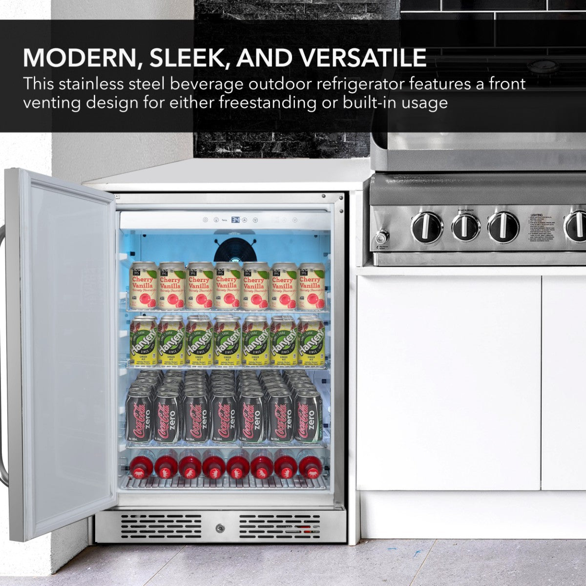 Whynter BOR-53024-SSW 5.3 cu ft Indoor-Outdoor Beverage Fridge - Modern, Sleek, and Versitle Refrigerator