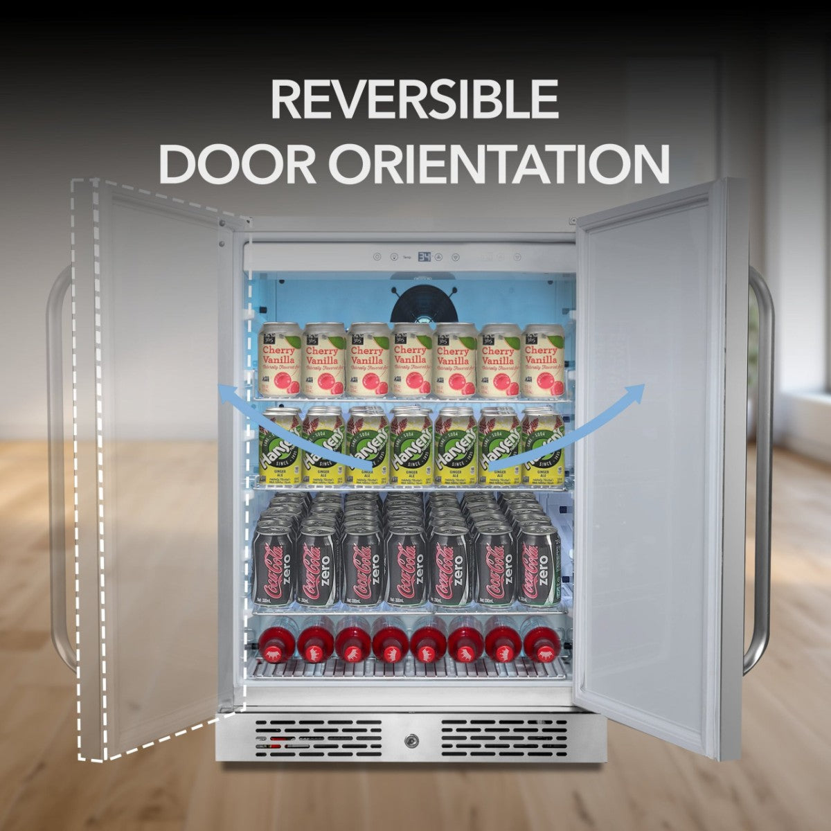 Whynter BOR-53024-SSW 5.3 cu ft Indoor-Outdoor Beverage Fridge - Reversible Door Orientation