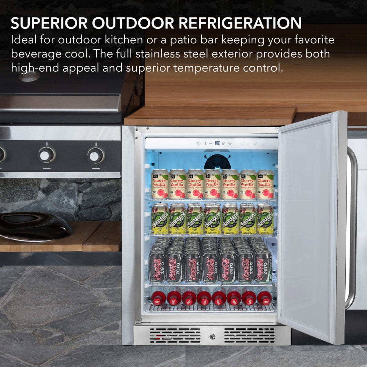 Whynter BOR-53024-SSW 5.3 cu ft Indoor-Outdoor Beverage Fridge - Superior Outdoor Refrigeration
