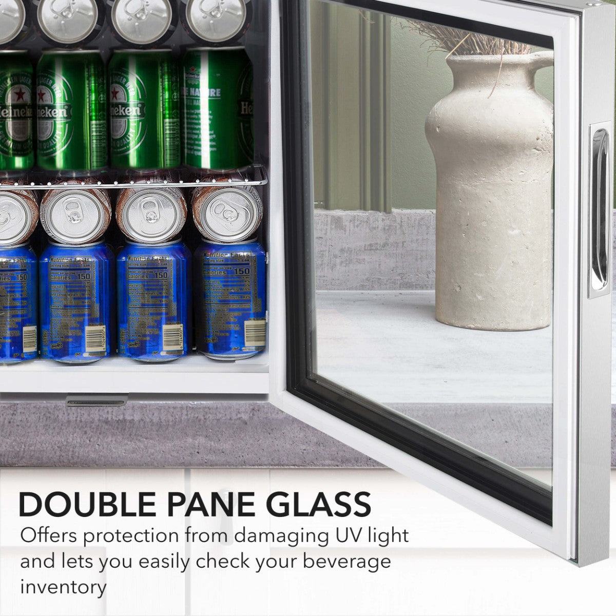 Whynter BR-062WS 68-Can Stainless Steel Beverage Refrigerator - Double Pane Glass