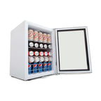 Whynter BR-091WS 90-Can Stainless Steel Beverage Refrigerator - Front Left View Loaded Shelves Open Door