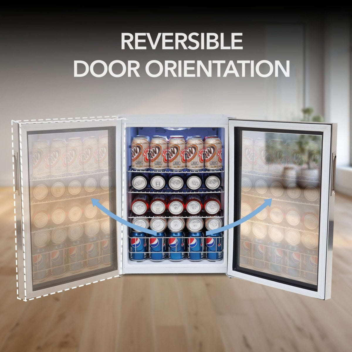 Whynter BR-091WS 90-Can Stainless Steel Beverage Refrigerator - Reversible Door Orientation
