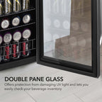 Whynter BR-1211DS 136-Can Stainless Steel Beverage Refrigerator - Double Pane Glass