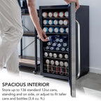 Whynter BR-1211DS 136-Can Stainless Steel Beverage Refrigerator - Spacious Interior Shown