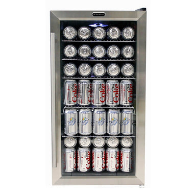 Whynter BR-125SD 117-Can Stainless Steel Beverage Refrigerator - Front View Loaded Inside