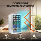 Whynter BR-128WS 17" Freestanding Beverage Refrigerator - Double Pane Tempered Glass Door